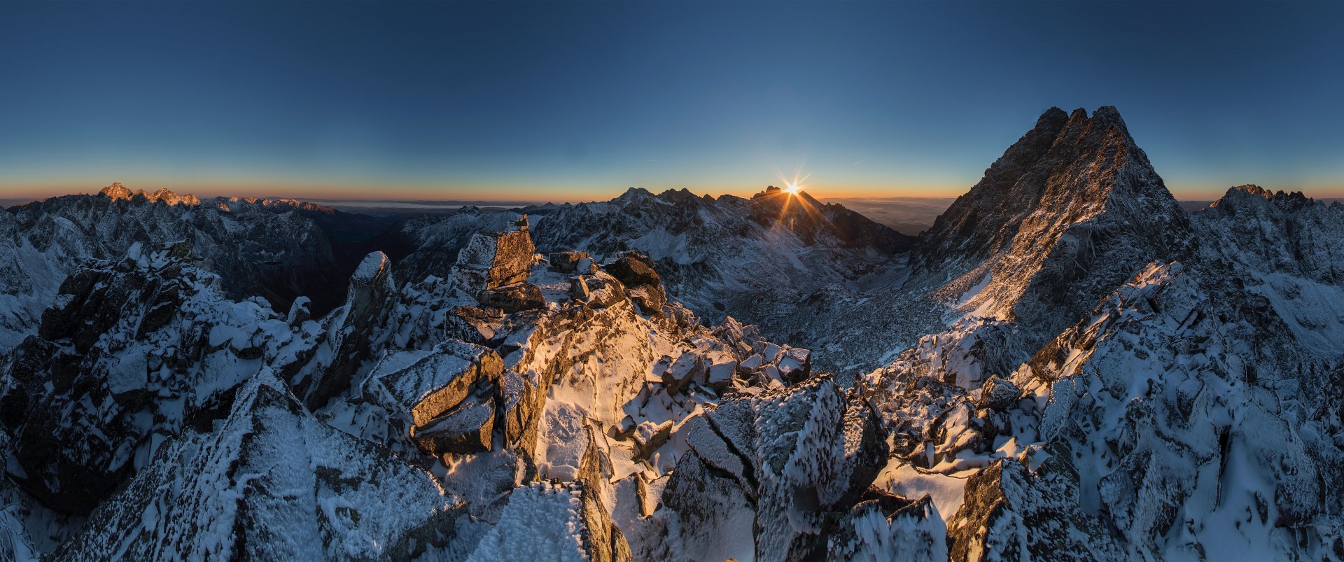 Panorama from the Litvorový štít, Mt Gerlach massif on the right