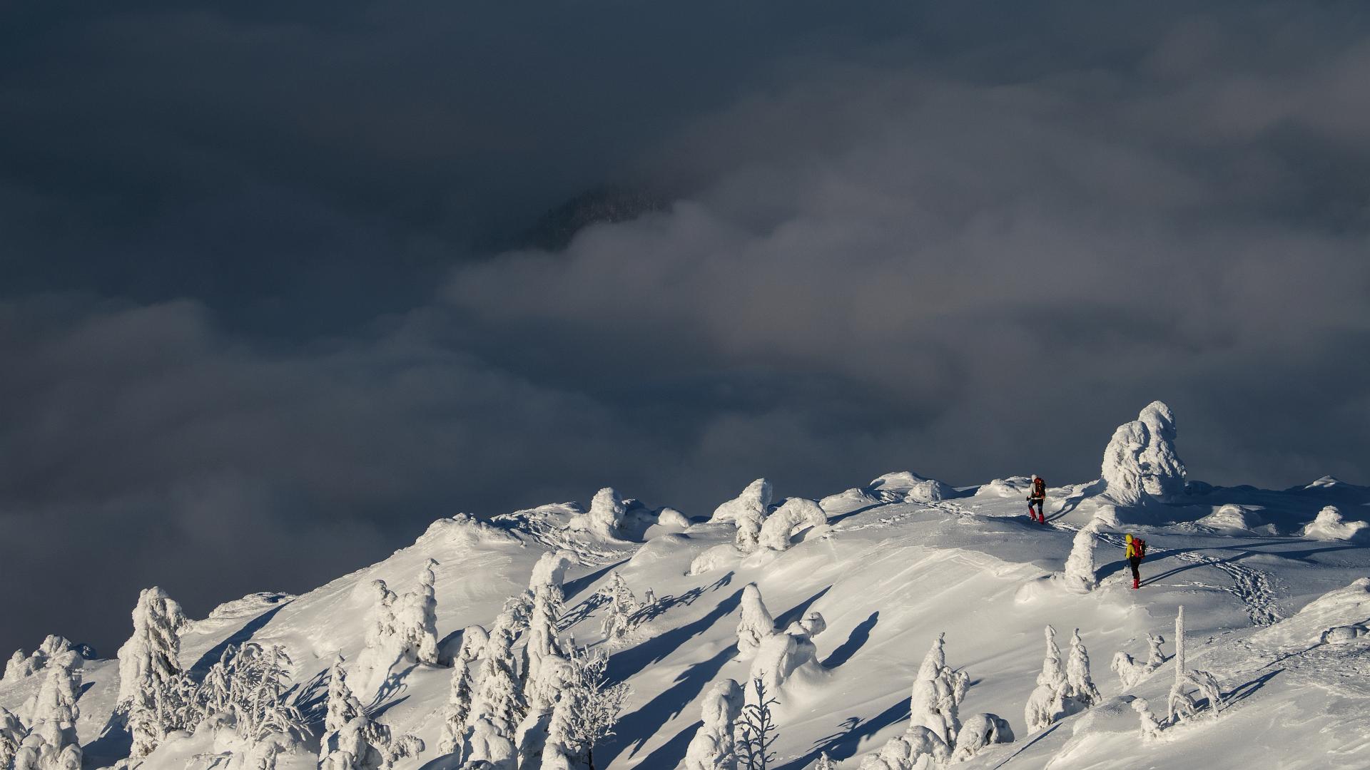 The Veľký Choč still surrounded by the sea of clouds